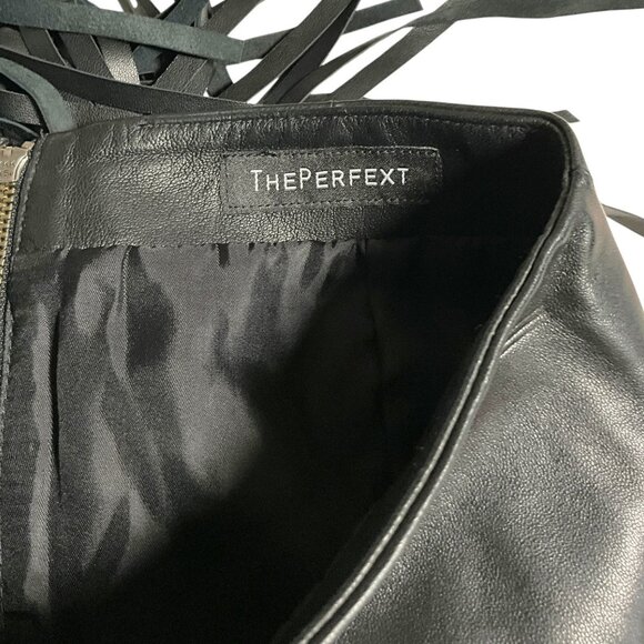 The Perfext Leather Mimi Skirt Black Fringe Knee Length Back Zip Size XS - Picture 5 of 9